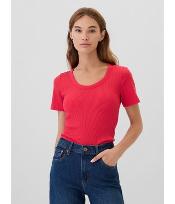 Polera Gap Boyfriend Rib Manga Corta Mujer